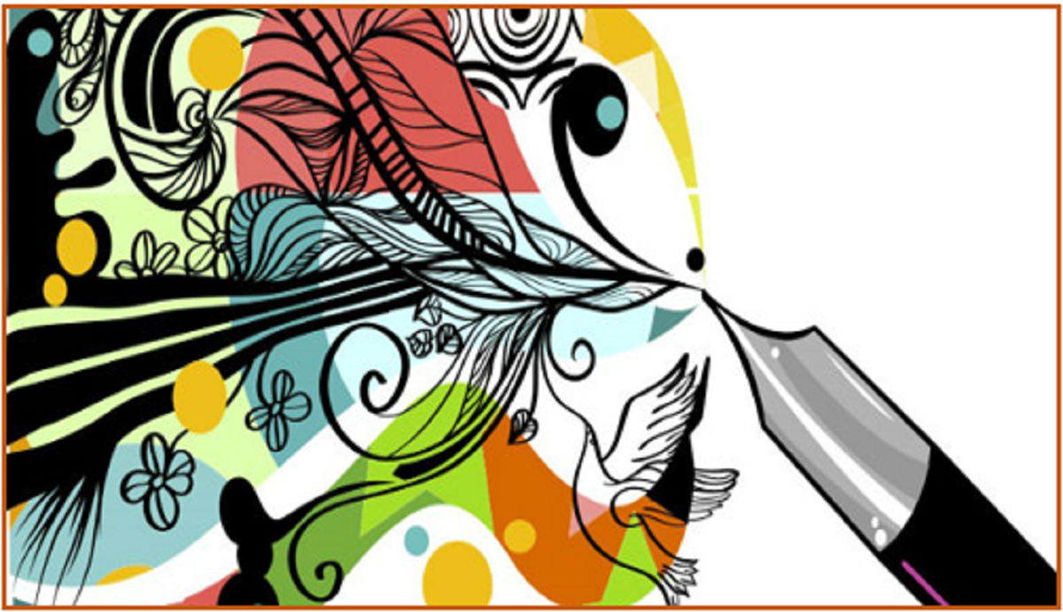Pen drawing a creative illustration